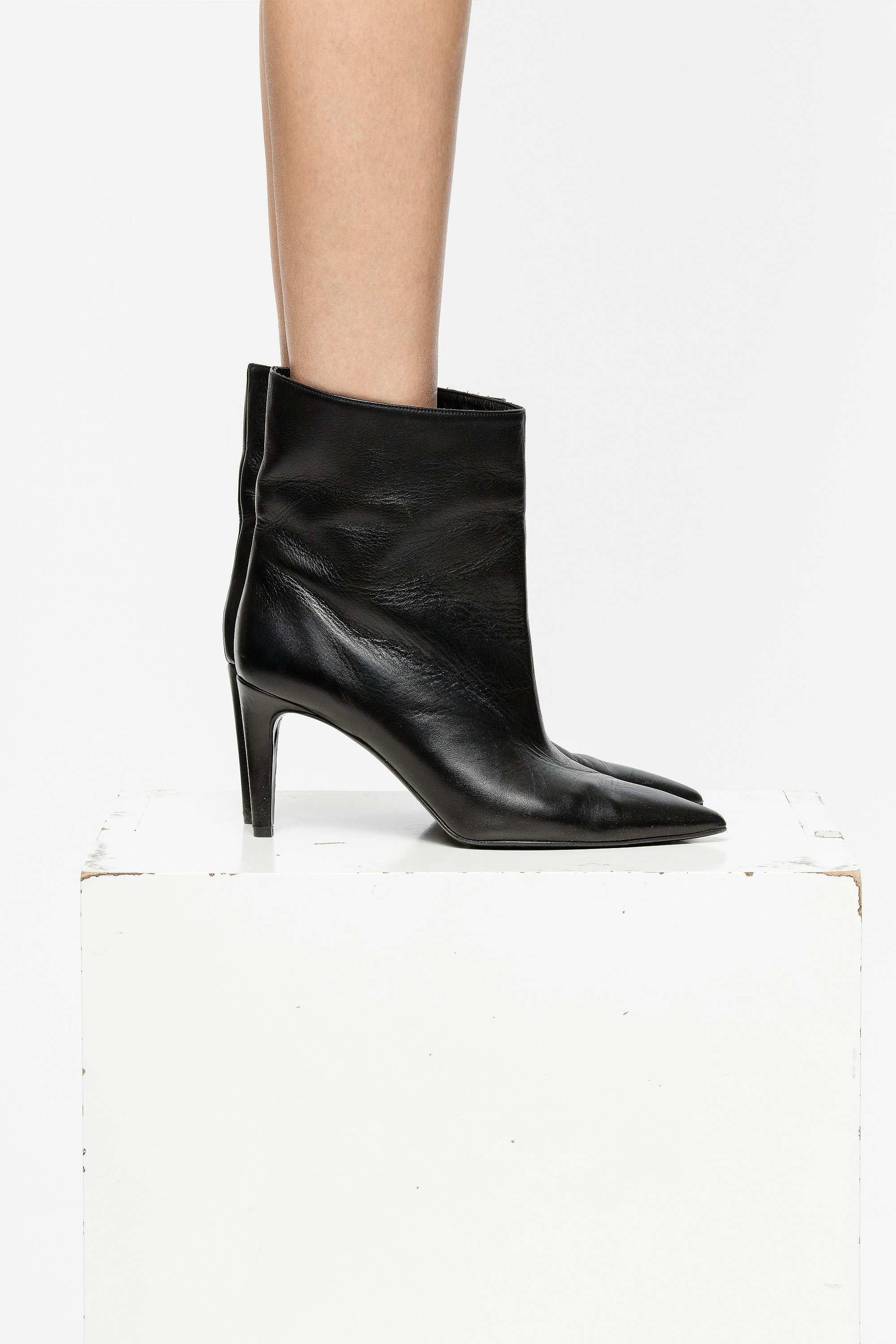 Botines Virgo High Show - Botines negros de piel para mujer